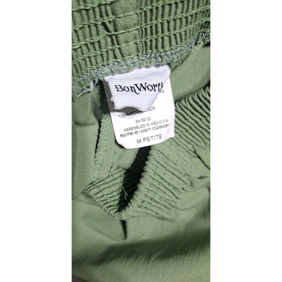Bon Worth Women's Pull On Pants Size MP Medium 2Side Pockets Elastic Waist Green - Picture 6 of 7